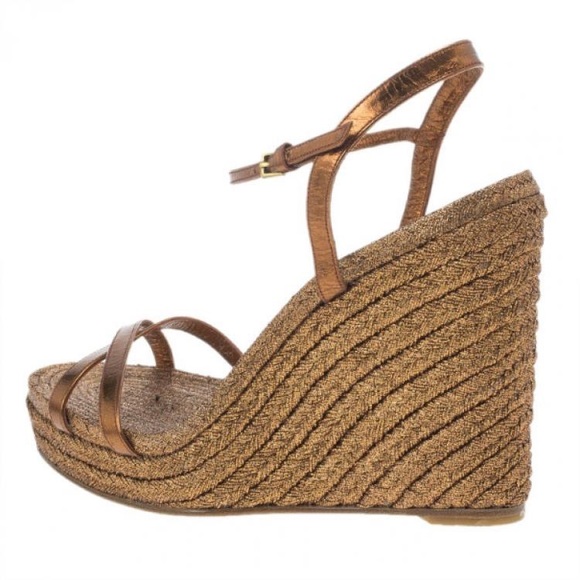 GUCCI Bronze Metallic Lia Espadrilles Wedge Platforms 😍 - Picture 9 of 12